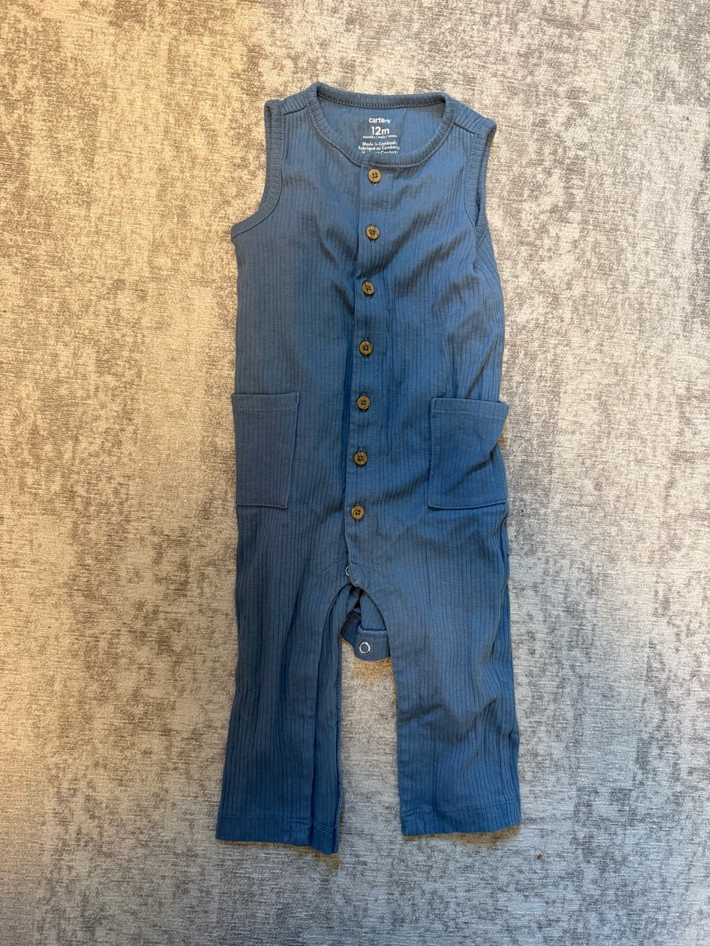 Carter's Navy Ribbed Sleeveless Button-Front Romper